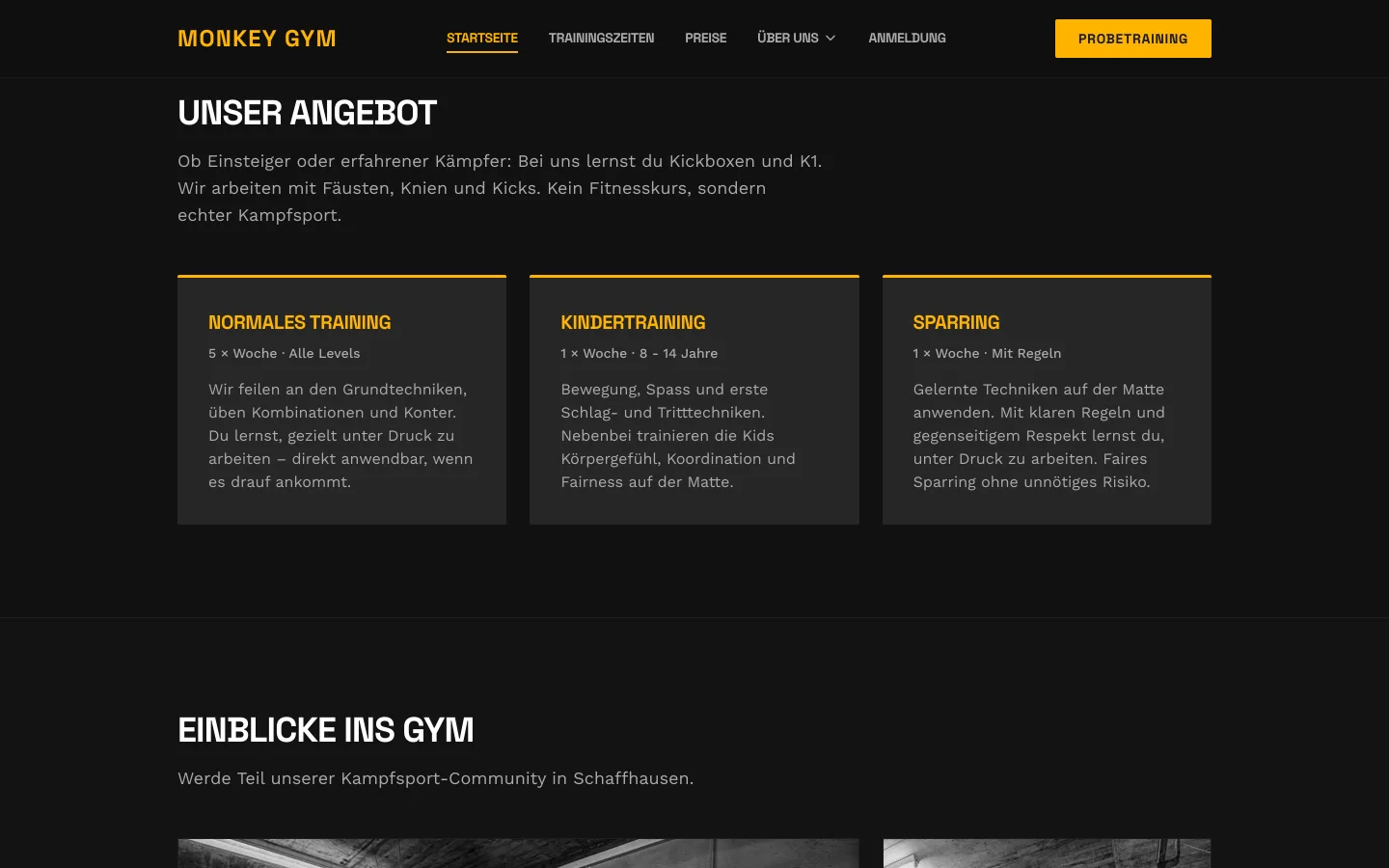 Monkey Gym classes and disciplines