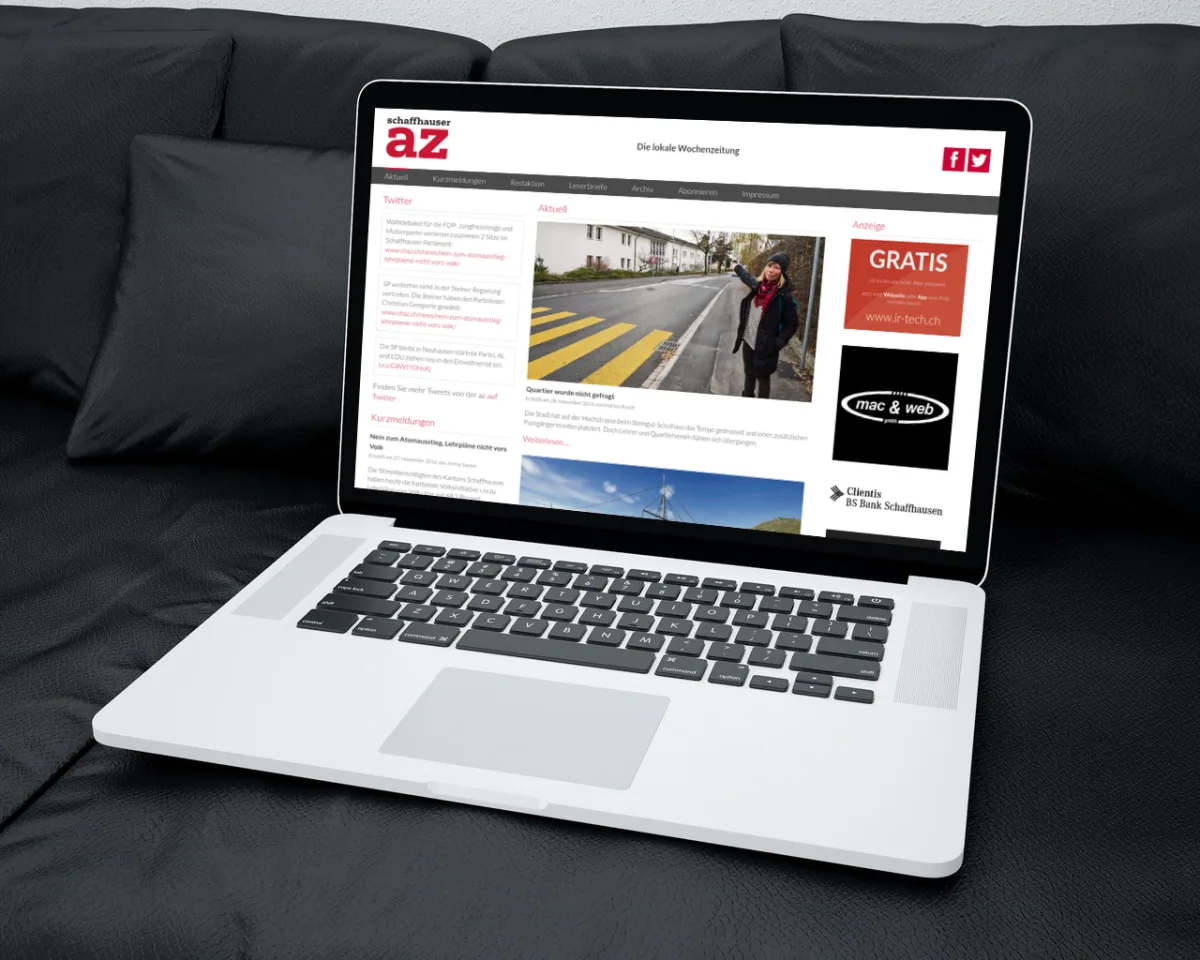 Schaffhauser az Redesign on Laptop